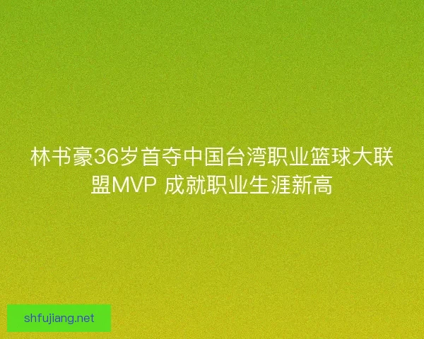 林书豪36岁首夺中国台湾职业篮球大联盟MVP 成就职业生涯新高